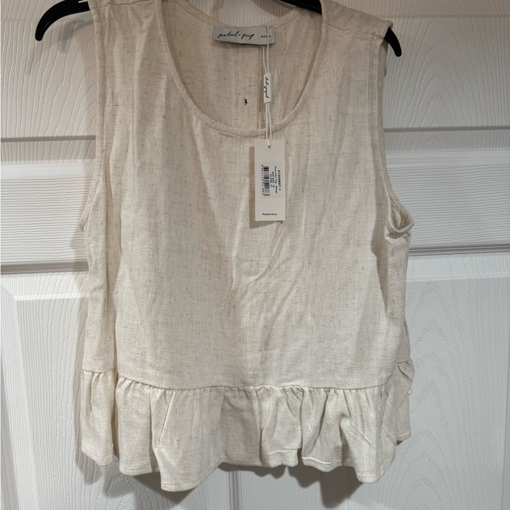 NWT Petal & Pup Beige Ruffle Hem Tank Top size 12
